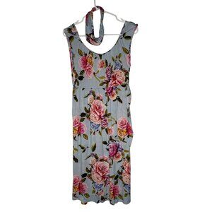 Latched Mama Labor/Delivery Tank Dress W/ Headband Watercolor Rose Size Small